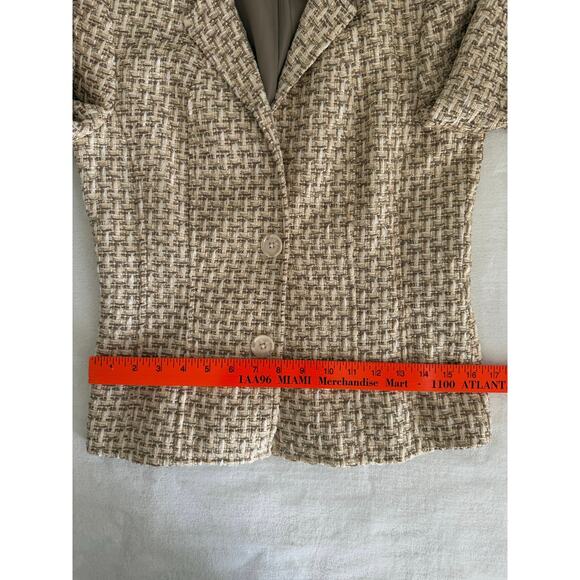 Talbots Tweed Blazer Jacket Italian Fabric Career‎ Office Beige Metallic Sz 4 - Picture 12 of 14